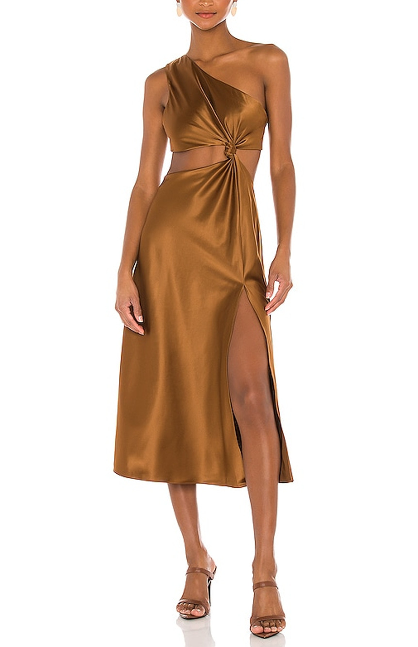 Lpa Satin Brown Imani Dress Size XS